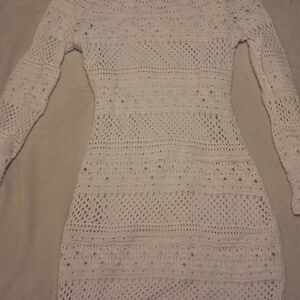 Guess Ivory Crochet Knit Dress